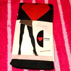 Icing s/m footed tights with the heart nwt
